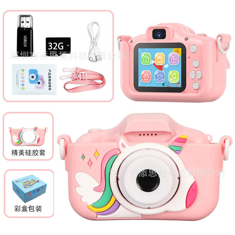 ใหม่ 5s Cat และ x5s Dolphin กล้องเด็กการ์ตูน Digital Mini Fun กล้อง HD Dual Photo Play