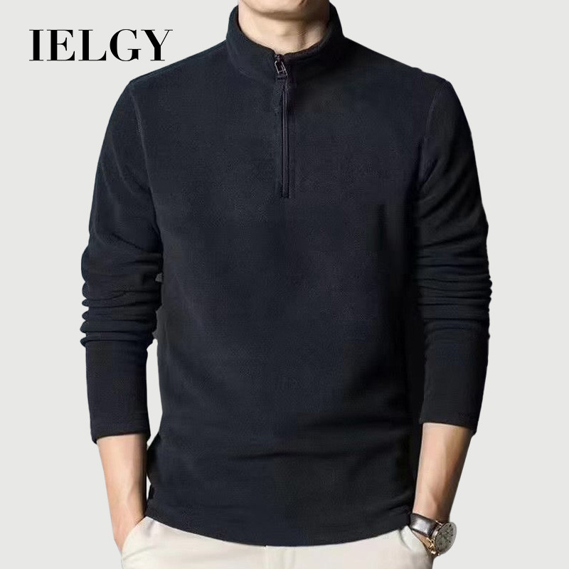 IELGY เสื้อสเวตเตอร์คอเต่าครึ่งตัวผู้ชายแขนยาวซิปเสื้อเชิ้ต Bottoming แมตช์ทั้งหมด