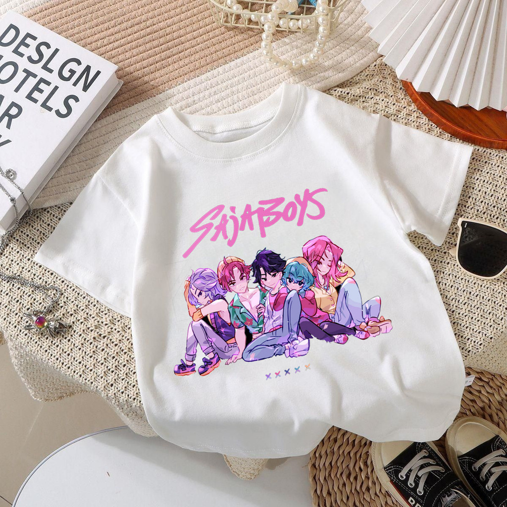 100-5xL เสื้อยืดเด็กชาย Kpop Demon Hunters แขนสั้น ผ้าฝ้าย สำหรับเด็กและเยาวชน o93o