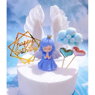 ร้านไทย พร้อมส่ง🪽 อุปกรณ์ตกแต่งเค้ก ตุ๊กตาปักเค้ก นางฟ้า happy BirthDay ฟิกเกอร์ตุ๊กตา เจ้าหญิง วันเกิด DD30