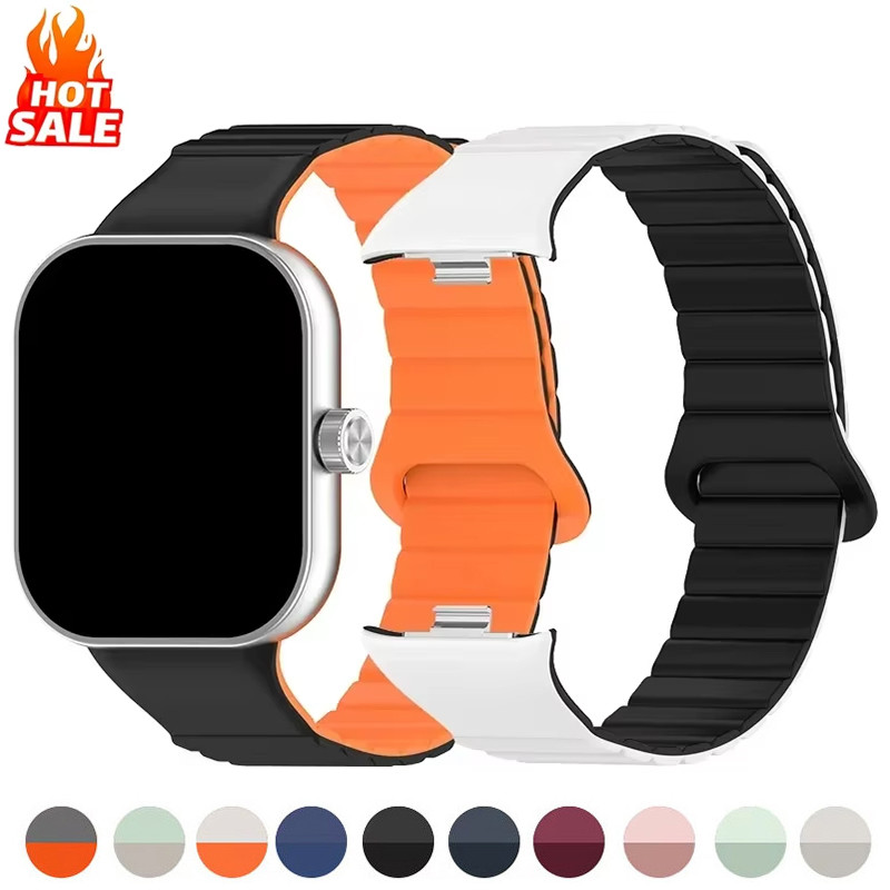 สายซิลิโคนแม่เหล็กสําหรับ Redmi Watch 5/4 สําหรับ Xiaomi Mi band 9 Pro/8 Pro สายทูโทน Watchband Woman Man สายรัดข้อมือ