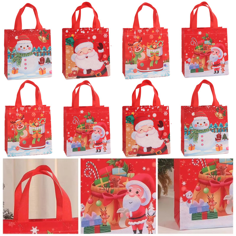 2/5PCS กระเป๋าของขวัญคริสต์มาสบ้าน Xmas กระเป๋าไม่ทอตกแต่งคริสต์มาสปีใหม่ถุงบรรจุภัณฑ์