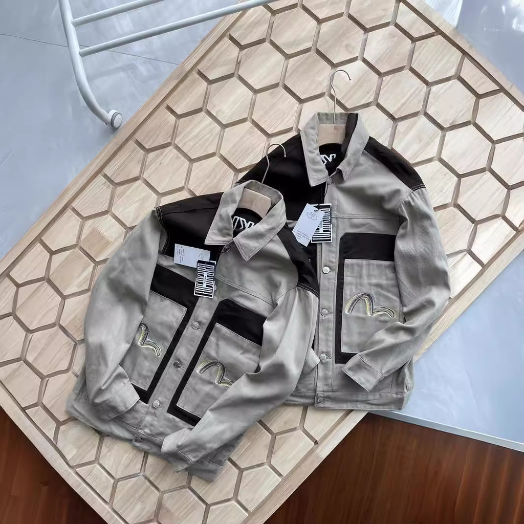 Evisu New Style Color-Blocking Loose Denim Jacket Men
