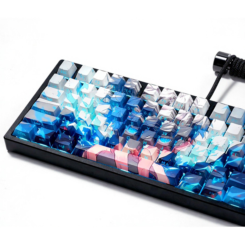 Gojo Satoru PBT Keycaps - Side-Engraved Translucent Dye-Sublimation Anime-Themed ชุดสําหรับ Wooting/