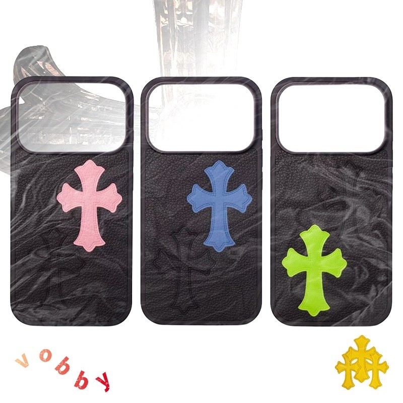 Hard Shell สีเขียวสีฟ้าสีชมพู Cross Patch Label Matte หนังเคสโทรศัพท์เหมาะสําหรับ IPhone17 AIR 17Pro 17ProMax 16 16Pro 16ProMax 15 15Pro 15ProMax 14 14Pro 14PM 13 13P 13PM 15Plus