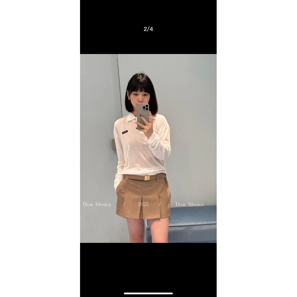 เสื้อโปโลแขนยาวผ้าถักยาง ดีไซน์จาก Miumi