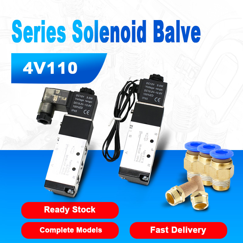 4V110-06 Air Solenoid วาล์ว 5 Way 2 ตําแหน่งแก๊สนิวเมติกไฟฟ้าวาล์วแม่เหล็ก DC24V AC220V