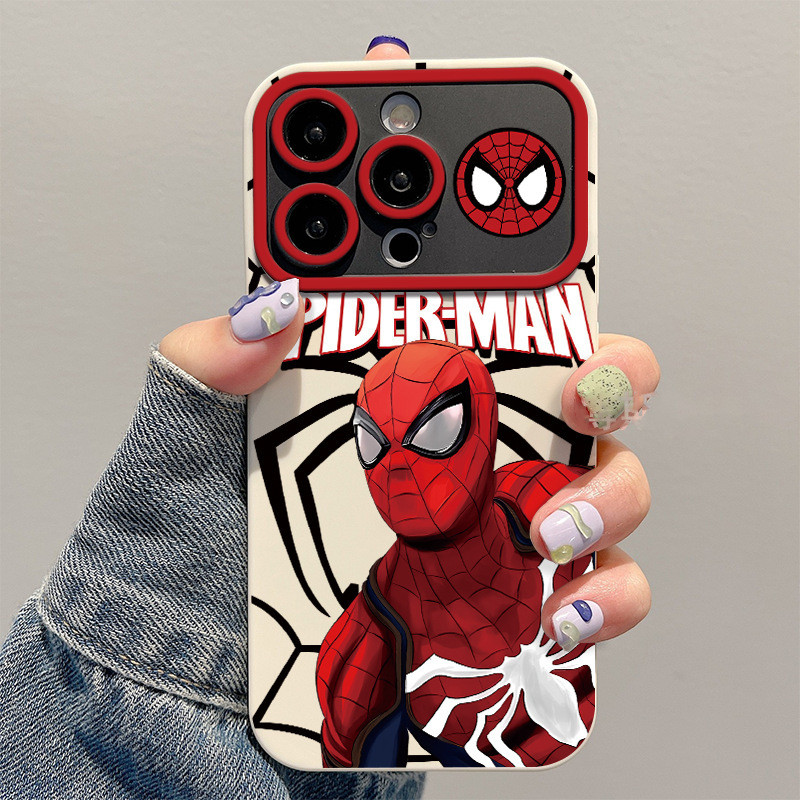 Cool Spiderman อินเทรนด์พรีเมี่ยมโทรศัพท์มือถือ Soft Case ใช้งานร่วมกับ iPhone 14ProMax 17PRO 15 12Promax Anti-Fingerprint 16Plus 8Plus 13Pro 11 XR Shock-Resistant Frosted เคสป้องกัน