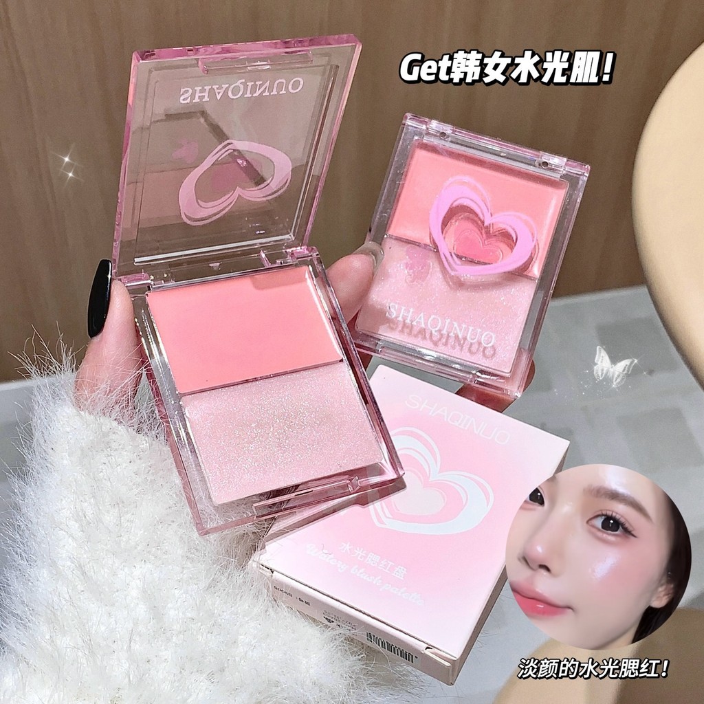 SHAQINUO SHAQINUO Water Gloss Blush Palette ธรรมชาติไฮไลท์ Brighten Eye Face Rouge นักเรียนขยายสี Re
