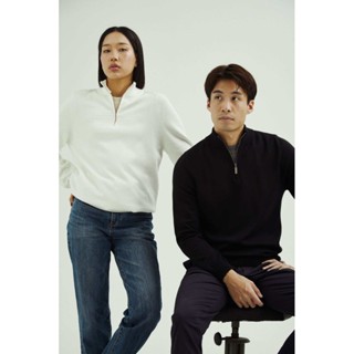 Thesilverneedle - Half-zip knitted sweater สเวตเตอร์สวมหัว ซ…