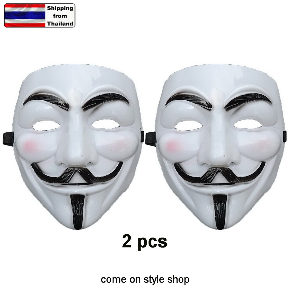 หน้ากากแฟนซี ปาร์ตี้ ออกงาน ฮาโลวีน แฮกเกอร์ หนวด V for Vendetta ถ่ายภาพ Halloween Party Mask  2 ชิ้