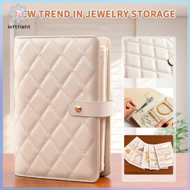 ซ้าย หนัง ปู่ ที่เก็บเครื่องประดับหนังสือซิปใสกระเป๋าเครื่องประดับกล่องบรรจุภัณฑ์สร้อยคอ เครื่องผูก 