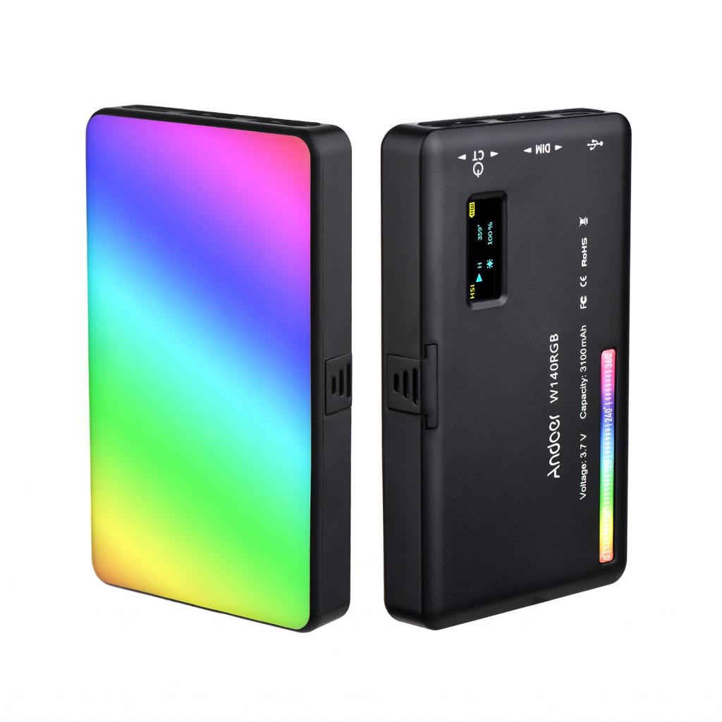 LocalCamera-TH Andoer W140RGB Pocket Clip-on RGBไฟวิดีโอโทรศัพท์มือถือเติมแท็บเล็ตคอมพิวเตอร์จัดการป