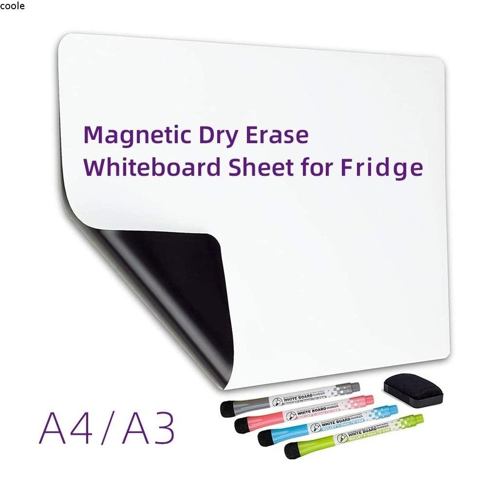COOLE ตู้เย็น Magnet Memo, Erasable A3/A4 Magnetic Dry Erase Board, แม่เหล็กที่ถอดออกได้ยืดหยุ่น Whi