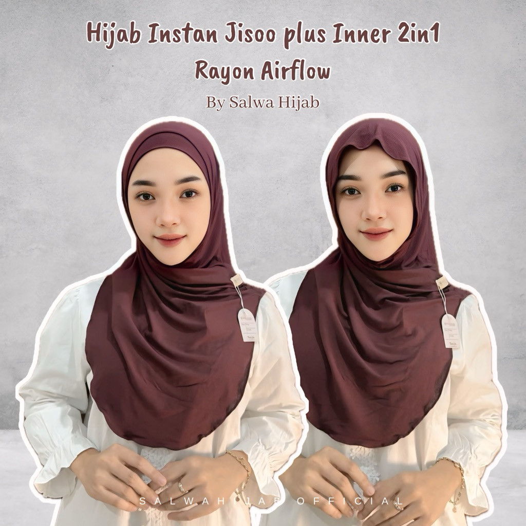 Jisoo HUMA Instant Hijab Plus Inner 2in1 PREMIUM JERSEY / Pashmina Inner Jisso Mleyot JISO HUMA ORTR