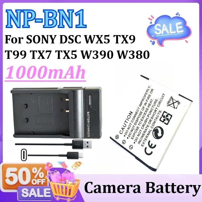 NP-BN1 NP BN1 1000mAh แบตเตอรี่สําหรับ SONY DSC WX5 TX9 T99 TX7 TX5 W390 W380 W350 W320 W360 QX100 N