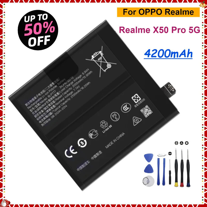 4200mAh BLP777 แบตเตอรี่สําหรับ OPPO Realme X50 Pro 5G เปลี่ยนขนาดใหญ่ความจุแบตเตอรี่ในตัวสําหรับโทร