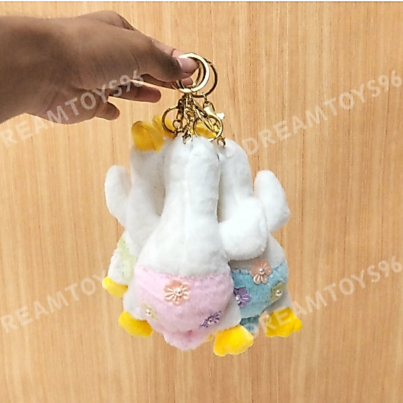 GANTUNGAN DREAMTOYS96 พวงกุญแจเป็ดดอกไม้สีรุ้ง