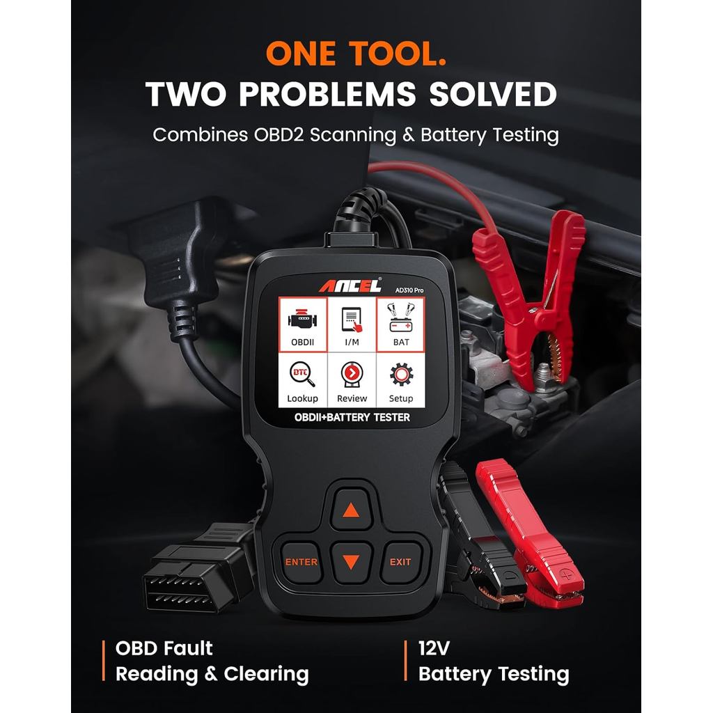 ANCEL AD310 Pro 2-in-1 OBD2 เครื่องสแกนเนอร์และเครื่องทดสอบแบตเตอรี่รถยนต์,เครื่องมือวินิจฉัยพร้อมแอ