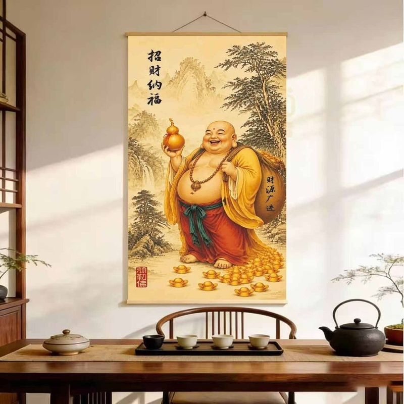 ส่งเงิน sy Maitreya พระพุทธรูปเงินกระเป๋าเลื่อนภาพวาดใหม่ส รูปที่ 5