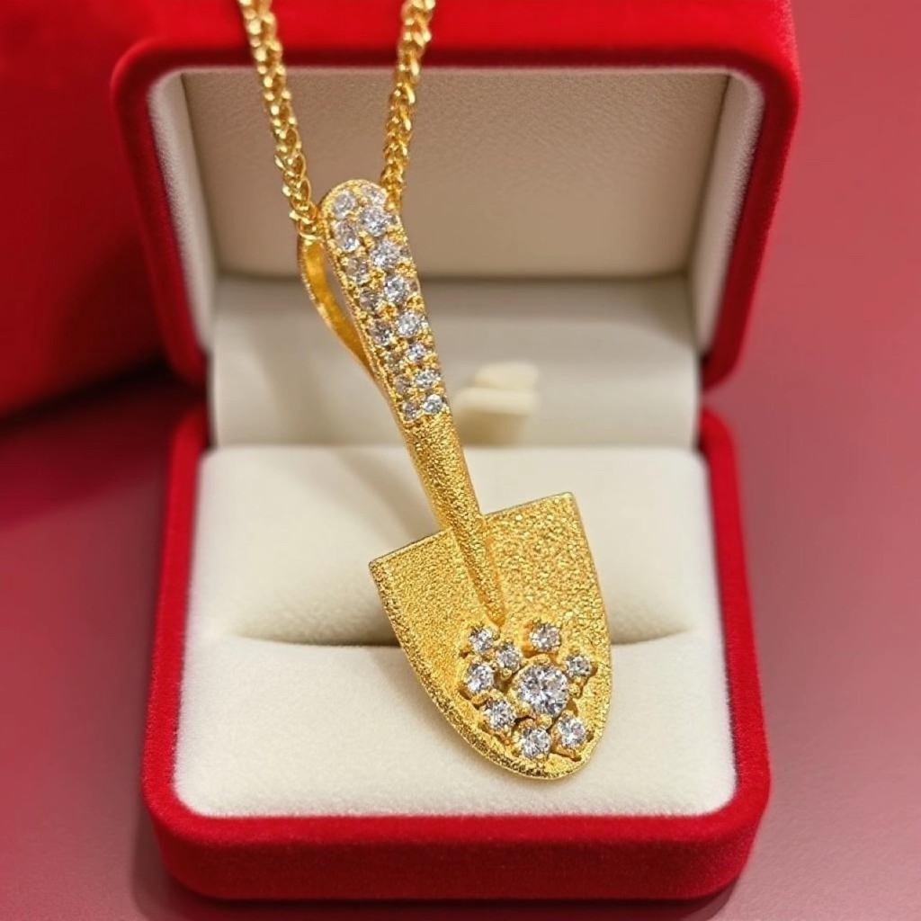 2025 Cai Cai Cai Small Golden Shovel สร้อยคอออกแบบเครื่องประดับความรู้สึกระดับไฮเอนด์เรียบง่ายหรูหรา