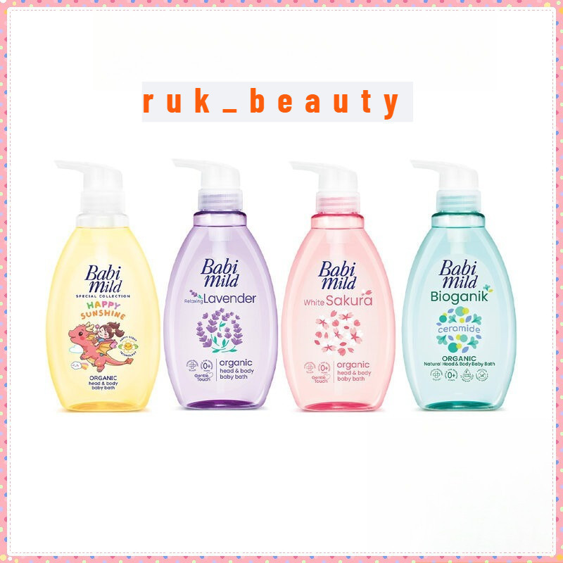 79.Babi Mild Head & Body Baby Bath เบบี้มายด์ ผลิตภัณฑ์อาบน้ำและสระผม380ml(White Sakura/Lavender/Bioganik/Happy Sunshin)