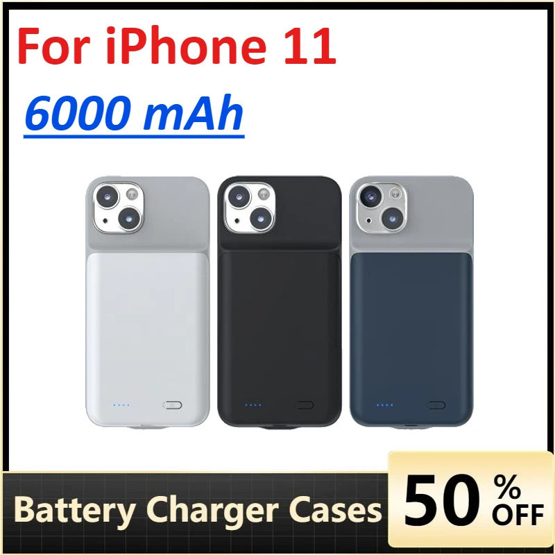 6000mAh Battery Charger Cases Power Bank สําหรับ iPhone 11 Extenal Battery Power Bank