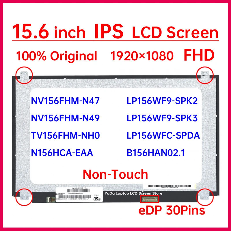 15.6 "หน้าจอ LCD NV156FHM-N49 NV156FHM-N47 TV156FHM-NH0 LP156WF9-SPK2 LP156WF9-SPK3 LP156WFC-SPDA จอ