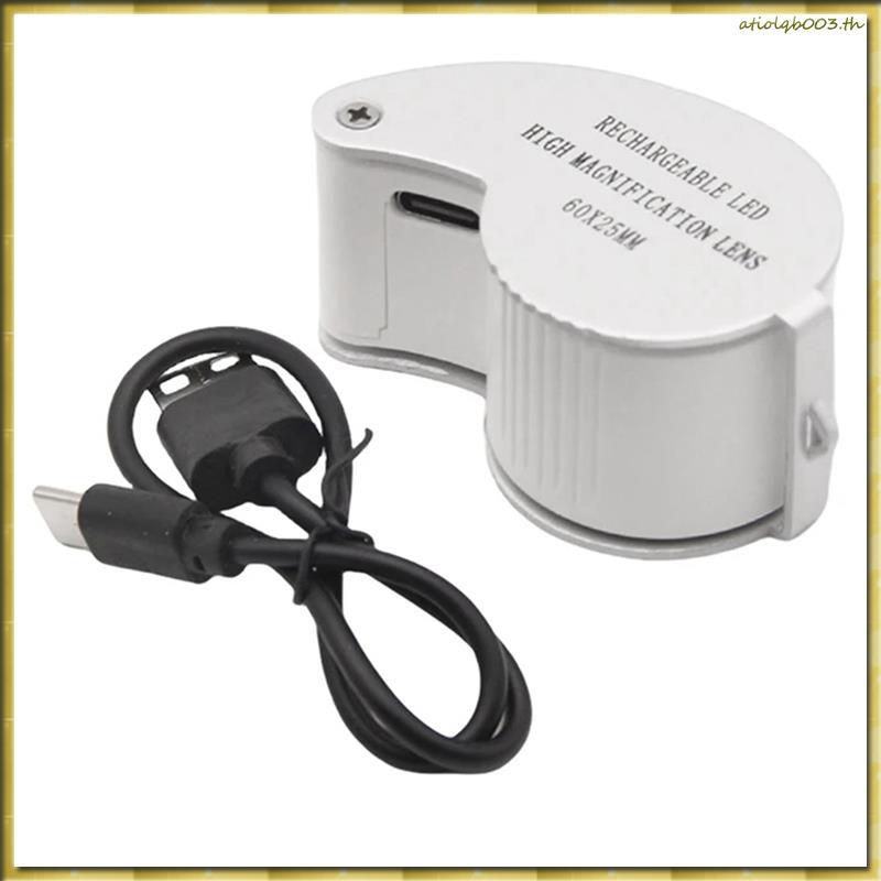 [HD] Jewelers Loupe 40X/60X แว่นขยายไฟ LED พ็อกเก็ตพับออกแบบสําหรับระบุเครื่องประดับ 60X