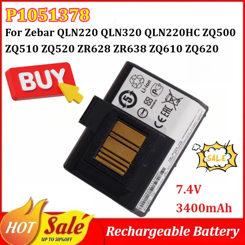 ใหม่พี1051378 7.4V 3400mAh แบตเตอรี่เครื่องพิมพ์แบบพกพาสําหรับ Zebar QLN220 QLN320 QLN220HC ZQ500 ZQ