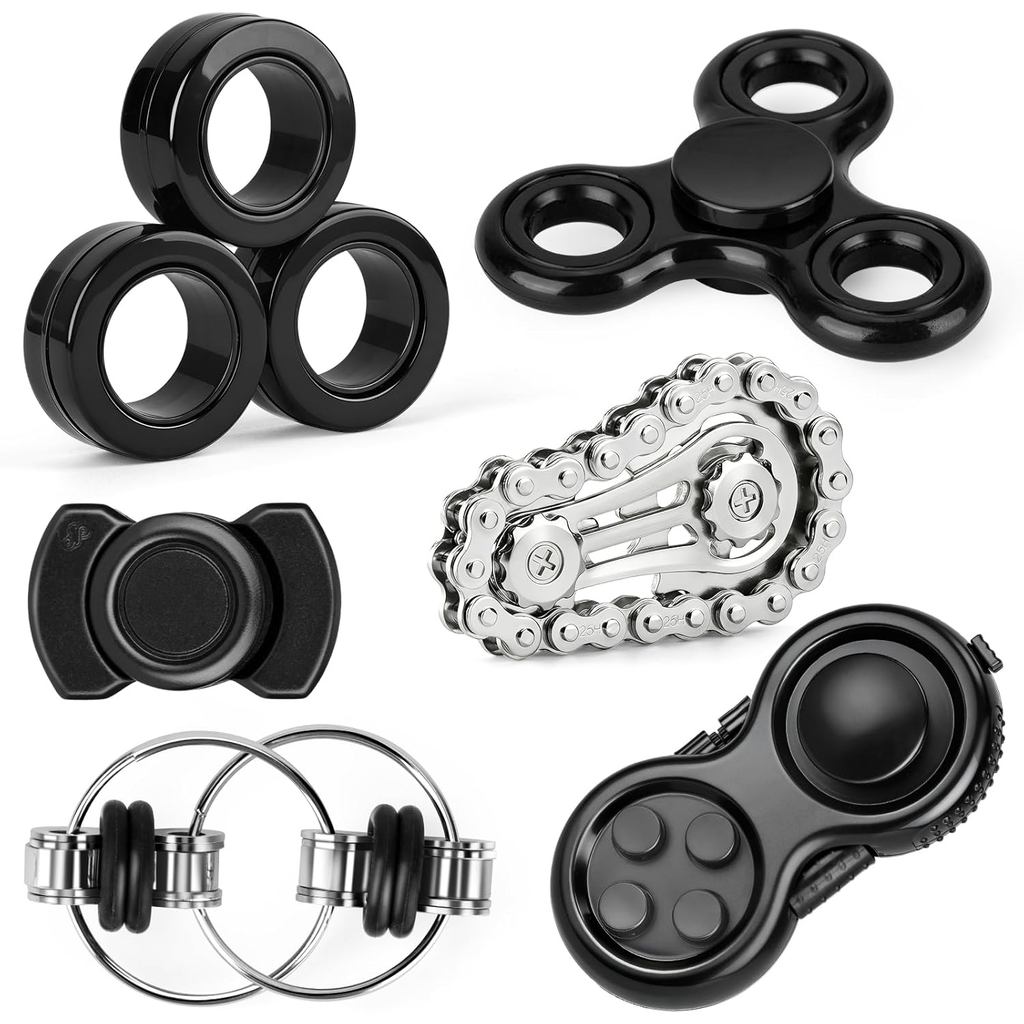 6PCSFidgetToysSetss&Teen,MetalFidgetSpinnerCoolClassroomDeskToysforStress&AnxietyRelief,FidBlocksSen