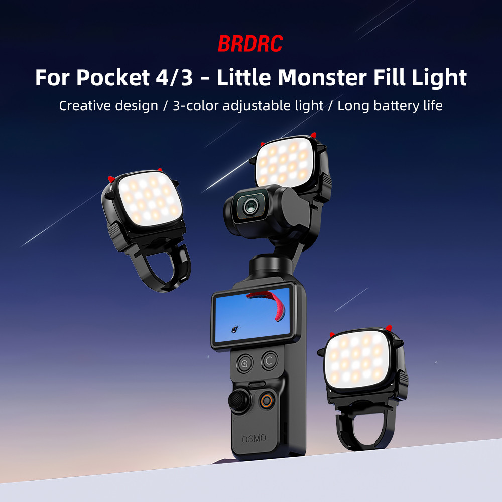เหมาะสําหรับ DJI OSMO Pocket4P/3 รูปมอนสเตอร์เติมแสง Pocket4 กล้องเอียงกระทะมือถือแสงเซลฟี่อุปกรณ์เสริมไฟยิง