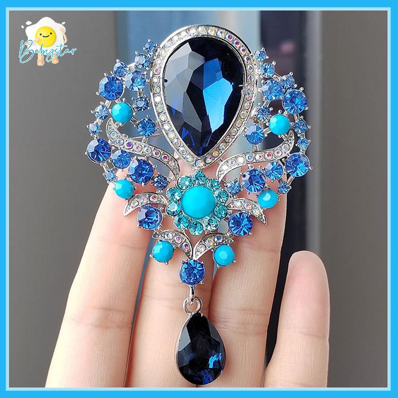[ร้อน-ที] หรูหราหรูหราขนาดใหญ่คริสตัลน้ําวางเข็มกลัดสําหรับผู้หญิงสาววินเทจแฟชั่นจี้เสื้อยกทรงหรูหรางานแต่งงาน หมุด เครื่องประดับ [ใหม่]