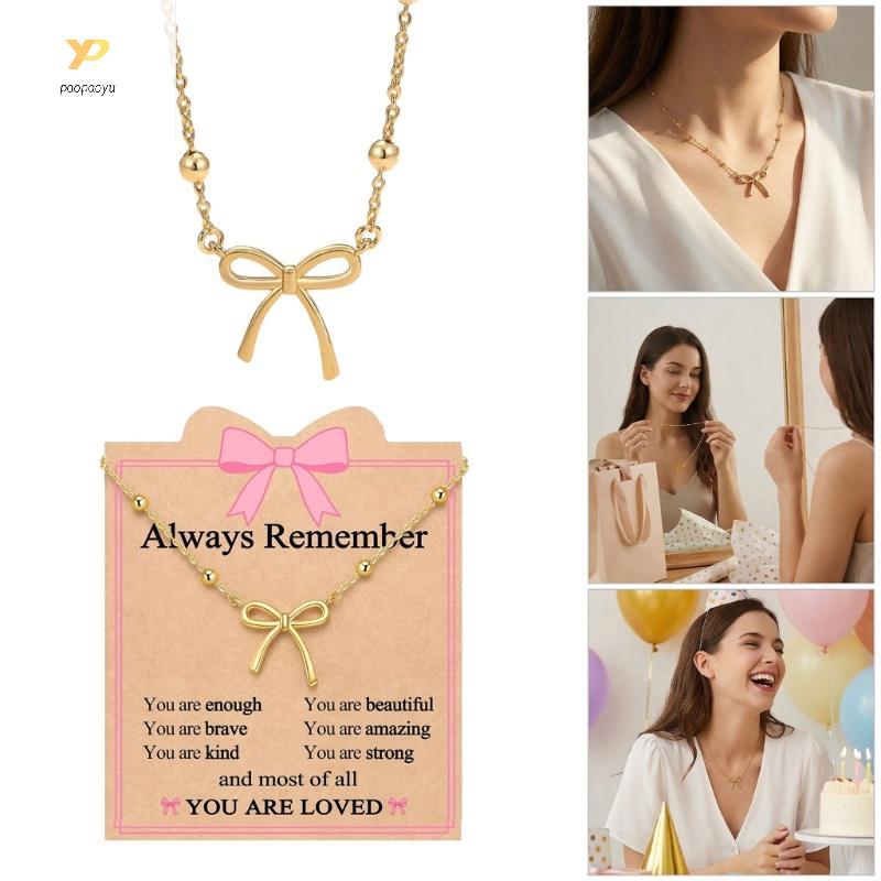 PPY Delicate Gold Bowknot Chokers สร้อยคอสําหรับผู้หญิงแฟชั่นโซ่สแตนเลส