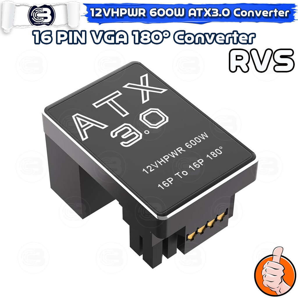 [CoolBlasterThai] Cable Management 16 Pin 12VHPWR ATX3.0 180 Degree Connector (REVERSE) BLACK