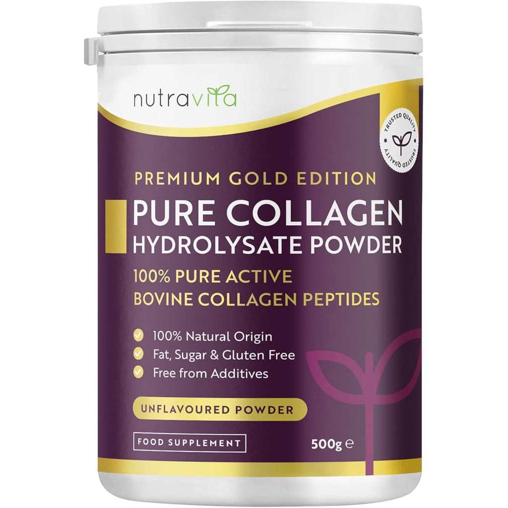 Nutravita Bovine Collagen Powder 500g - Premium Gold Standard Bovine - 50 เสิร์ฟ - อาหารเสริมคอลลาเจ