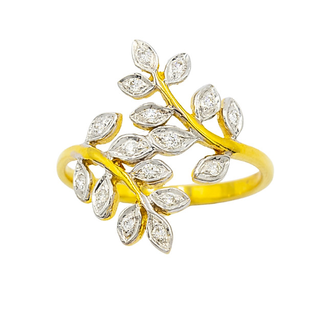 Happy Jewelry แหวนใบมะกอก สัญลักษณ์แห่งชัยชนะ แหวนเพชรแท้ ทองแท้ 37.5% 9k ME545