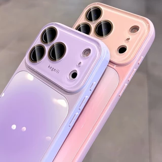 Glossy Halo staining Case + Lanyardไล่ระดับสีหน้าต่างขนาดใหญ่สําหรับiPhone 12 13 14 15 16 17 Pro Maxกรณี15PROMAXล้อมรอบอย่างเต็มที่Anti-Fallกันกระแทกปกหลังขอบนุ่ม