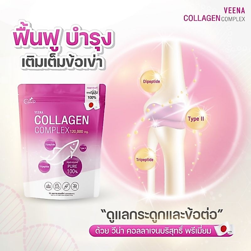 แท้ 100%วีน่าคอลลาเจน5ถุง2,980  ลดผมร่วง เร่งผมขึ้นใหม่ บำรุงข้อต่อและกระดูกให้แข็งแรง ผิวฉ่ำฟูเด้ง