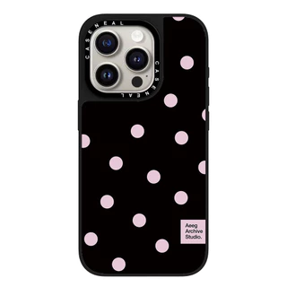 CASENEAL สีชมพู polka dot label matte เคสโทรศัพท์สําหรับ iPhone 17 Pro Max 16 ProMax 15Pro 14 Plus 13 12 โทรศัพท์กันกระแทกขอบนุ่มฮาร์ดป้องกันกรณี