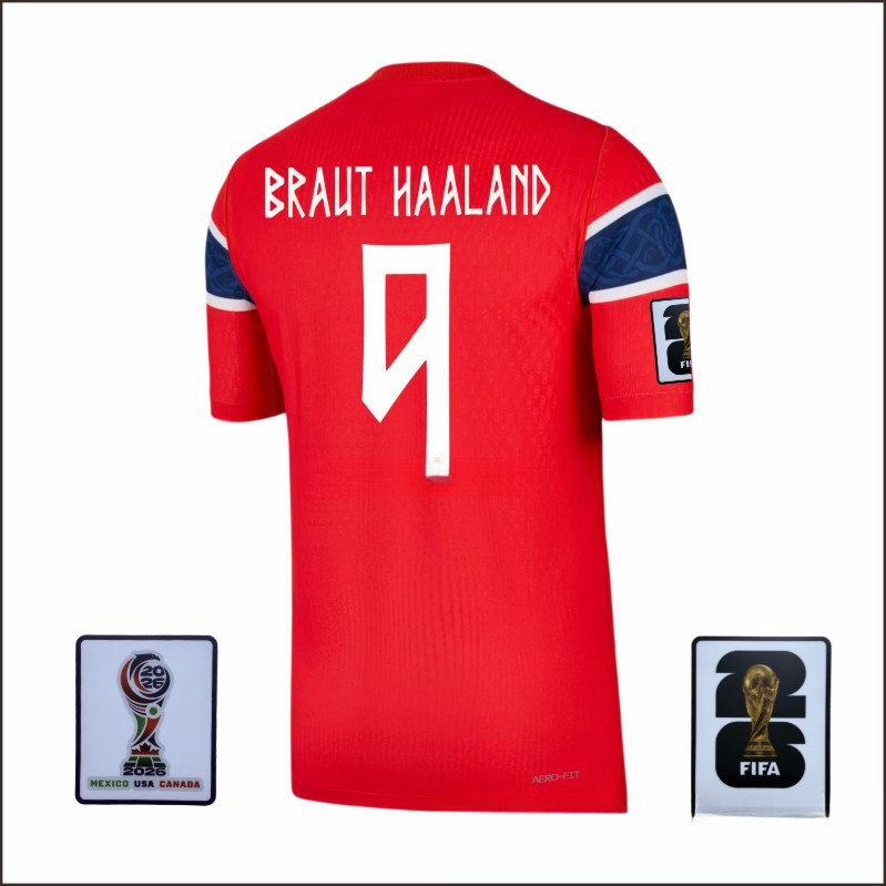 เสื้อทีมชาตินอร์เวย์เวอร์ชันนักเตะทรงกระชับ แบบเดียวกับฮาแลนด์ ผ้าดูดซับเหงื่อได้ดี สำหรับฝึกซ้อมและแข่งขัน