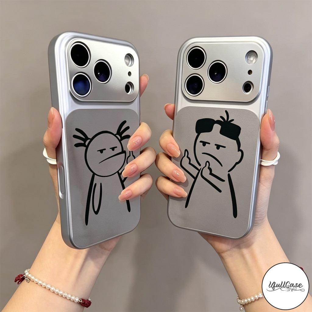 เคสกระจก ตัวการ์ตูนแสบขรึม สไตล์ฮิตกันกระแทก น่ารักสำหรับ IPhone 16 Air 15 11 17 13 12 14 Pro Max X XR 15 16 Plus