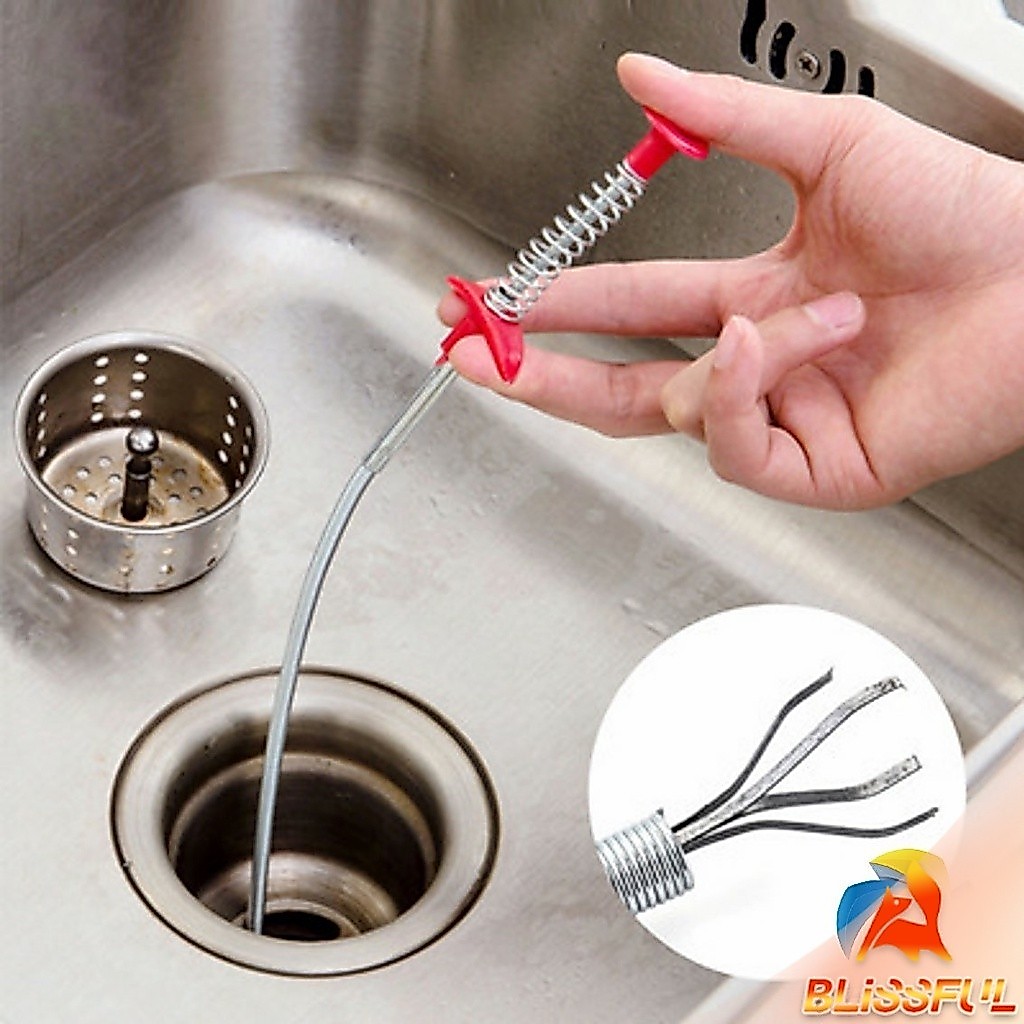 B.F  งูเหล็กทะลวงท่อตัน  แก้ท่อตัน สปริงทะลวงท่อตัน งูเหล็ก (ยาว60 เซน 60cm) Drain Pipe Jam Cleaner