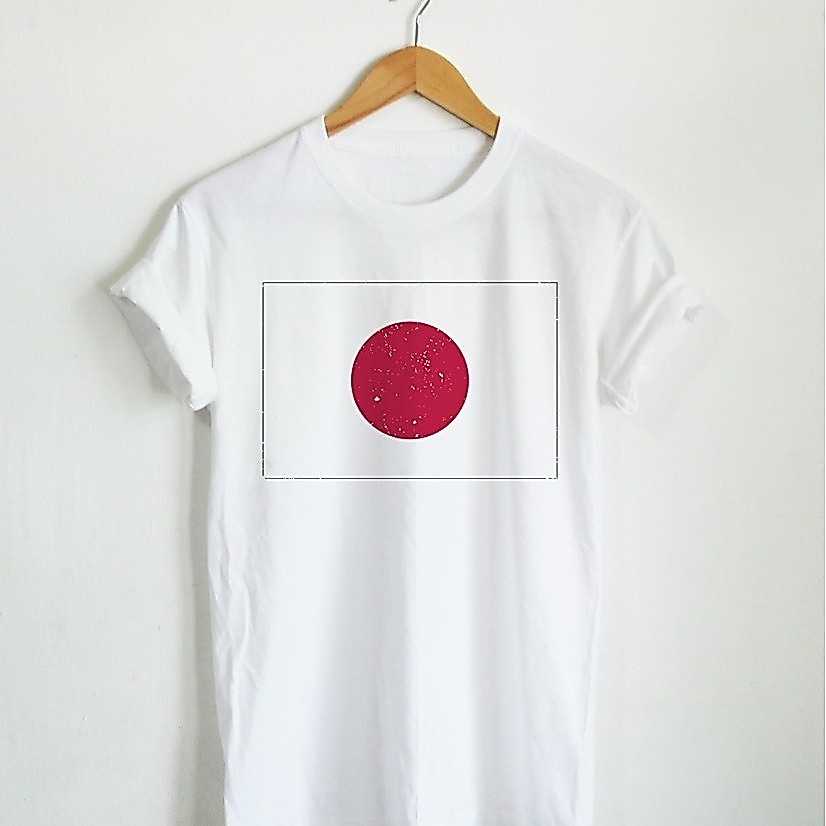 ขายร้อน💢 เสื้อยืดลาย ธงชาติญี่ปุ่น ประเทศ ญี่ปุ่น Japan Flag เสื้อยืดสกรีน คอกลม แขนสั้น