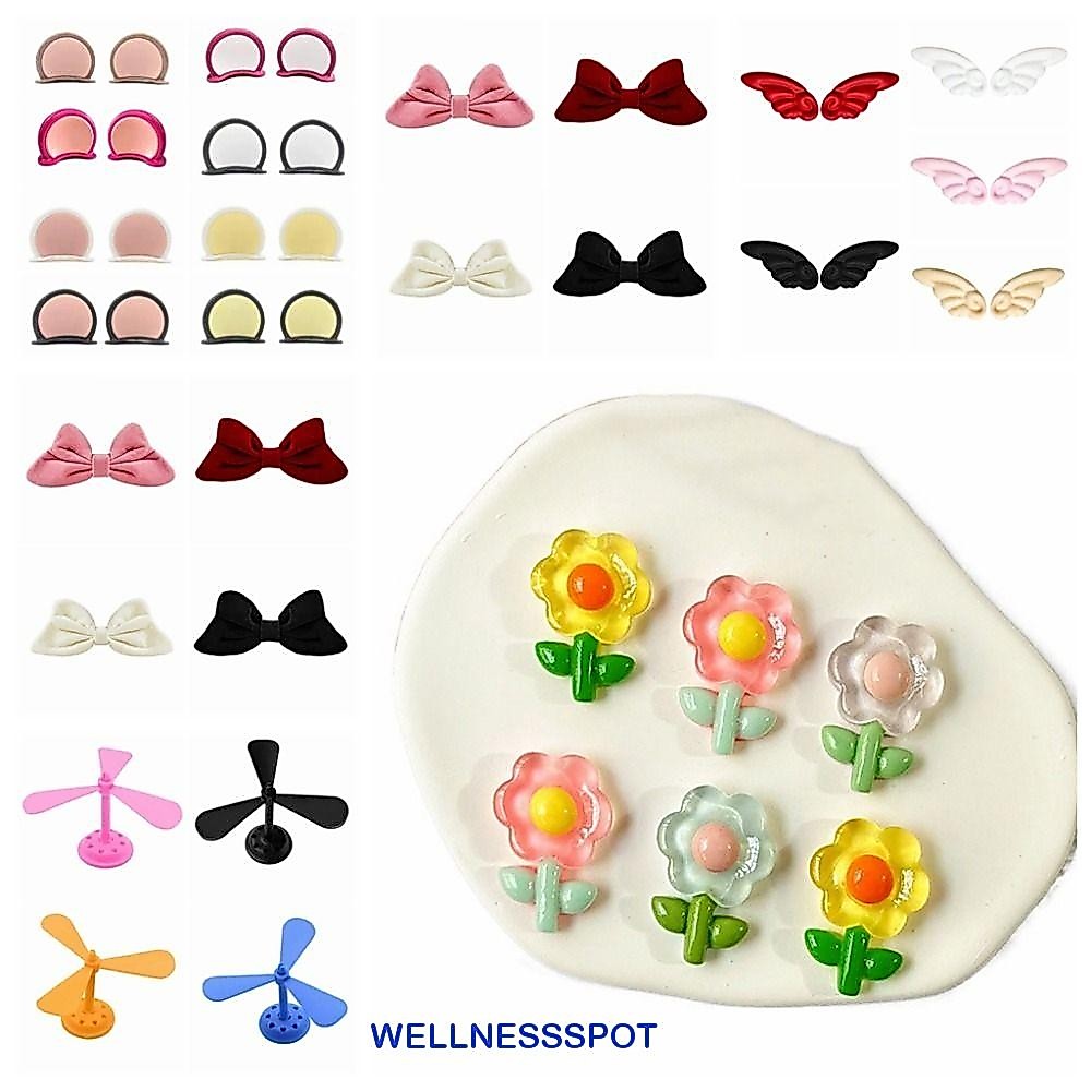 WELLNESSSPOT ตกแต่งมอเตอร์ไซค์ อุปกรณ์ตกแต่งหมวกกันน็อค Bowknot Wings การปรับเปลี่ยนยานพาหนะไฟฟ้า ดอกไม้ สติ๊กเกอร์การ์ตูนแมลงปอวิบาก รถยนต์ไฟฟ้า