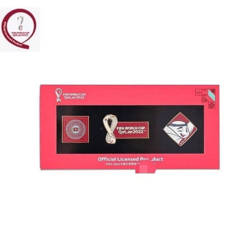 2022 Katar World Cup Football Game Commemorative Badge Red One Box Three Pieces Pack 6.25-1t