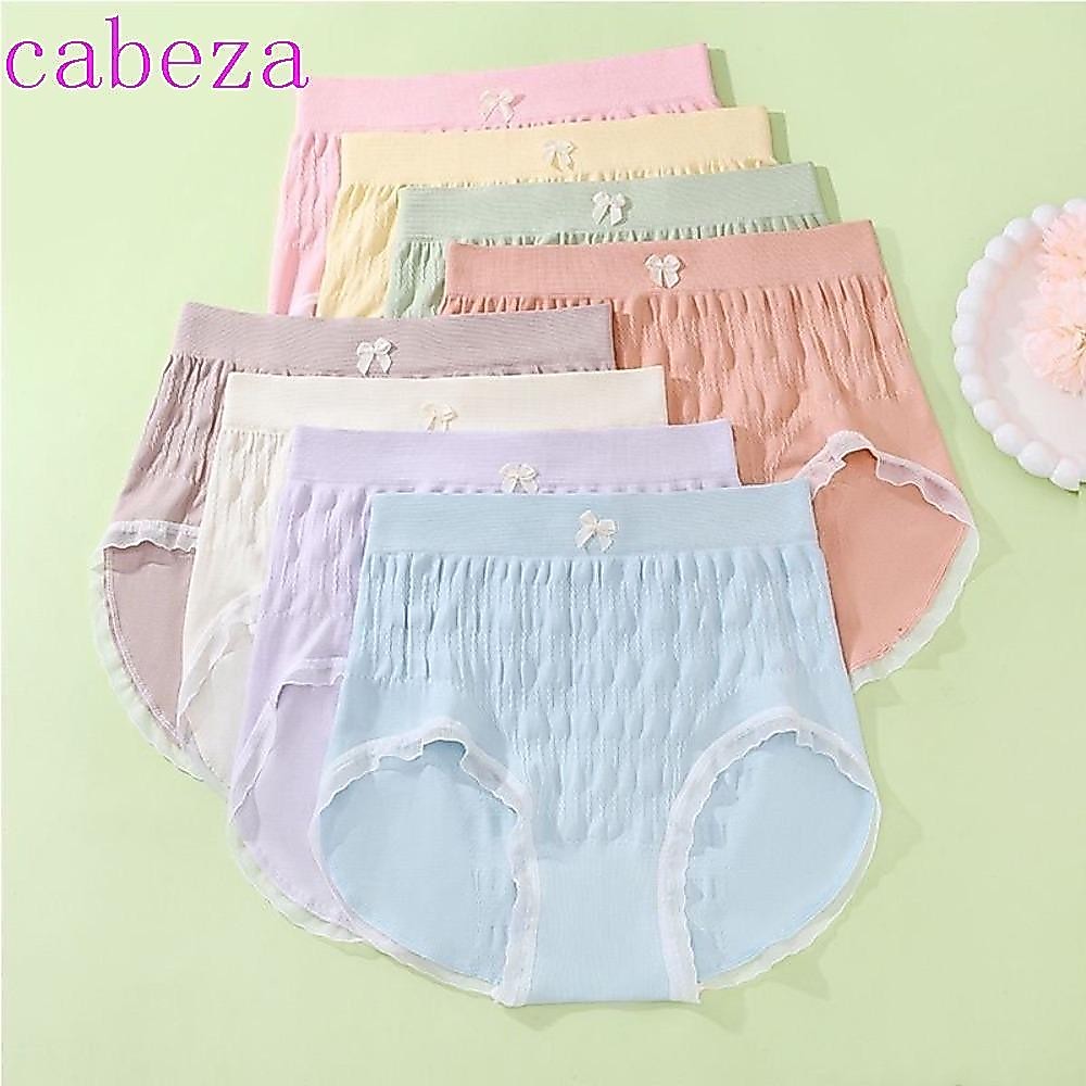 CABEZA 8 ชิ้นผู้หญิงกางเกงชุด,ชุดชั้นในหญิงชุดชั้นใน Ruffles กางเกง,ง่ายสบายยืดหยุ่นต่ําเอว Bow กางเกง Lady