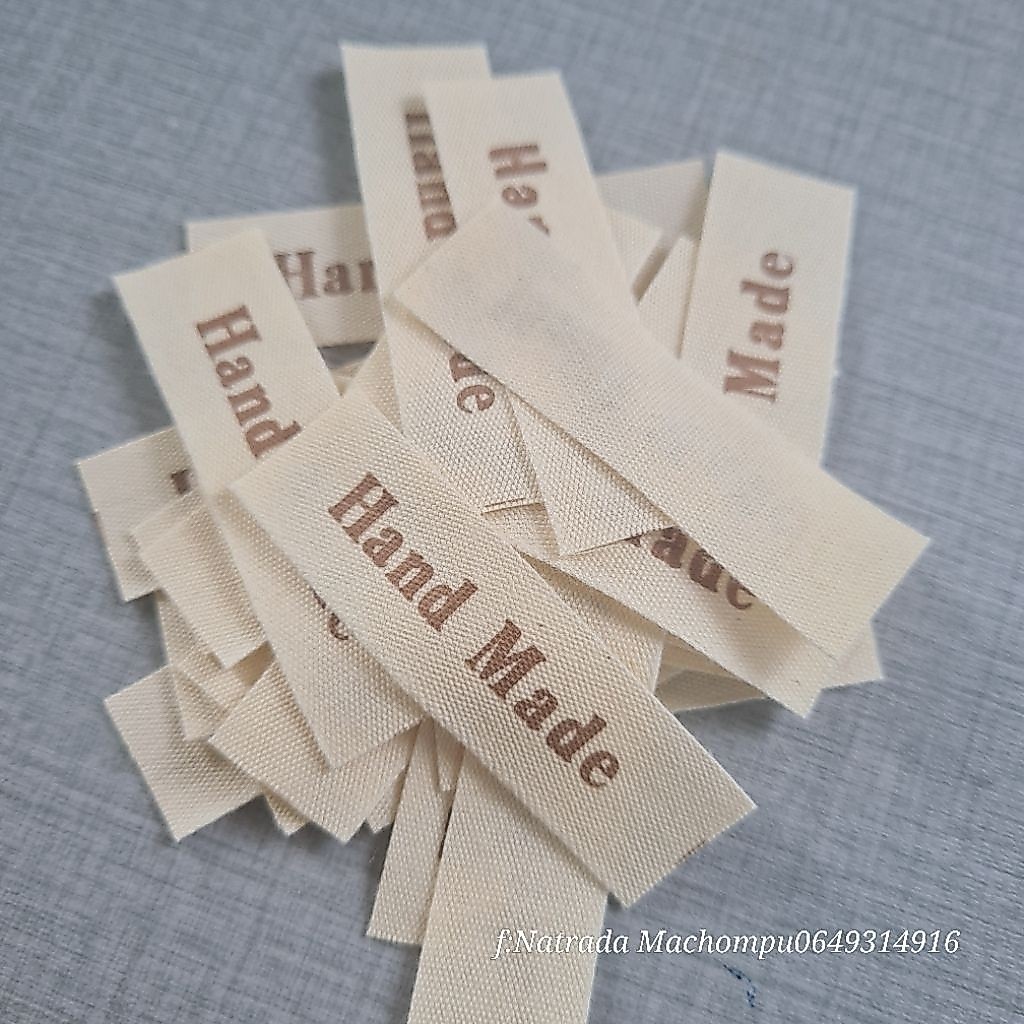 ป้ายผ้า Handmade ติดงานแฮนด์เมด | ขนาด 1.5×5.5 ซม. แพค 20 ชิ้น