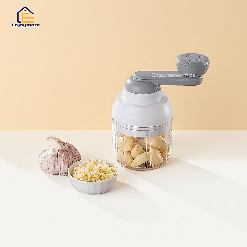 Enjoymore เครื่องสับกระเทียมมือหมุน เครื่องปั่นอาหาร ที่บดกระเทียม ความจุ 100mL/250mL