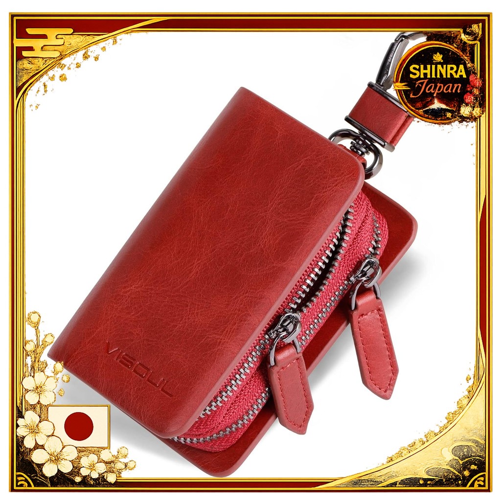 《Direct From Japan》  VISOUL Smart Key Case, 2 Pieces Storage, Key Case, Genuine Leather, Smart Key, 